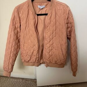 And Now This Light Pink Quilted Bomber Jacket - XS